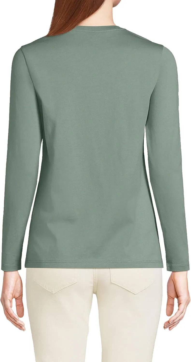 Lands' End Women's Relaxed American-Grown Supima Cotton Long Sleeve Crew Neck T-Shirt