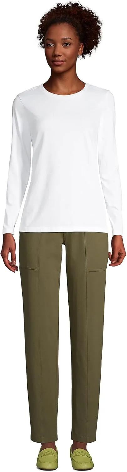 Lands' End Women's Relaxed American-Grown Supima Cotton Long Sleeve Crew Neck T-Shirt