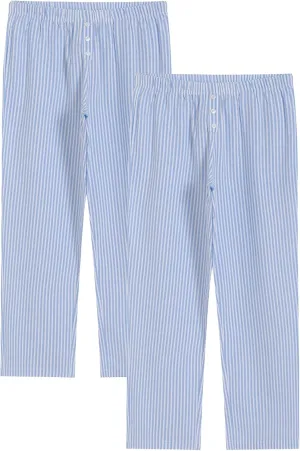 Latuza Women's 2 Pack Cotton Pajama Pants Seersucker Lounge Pants with Pockets