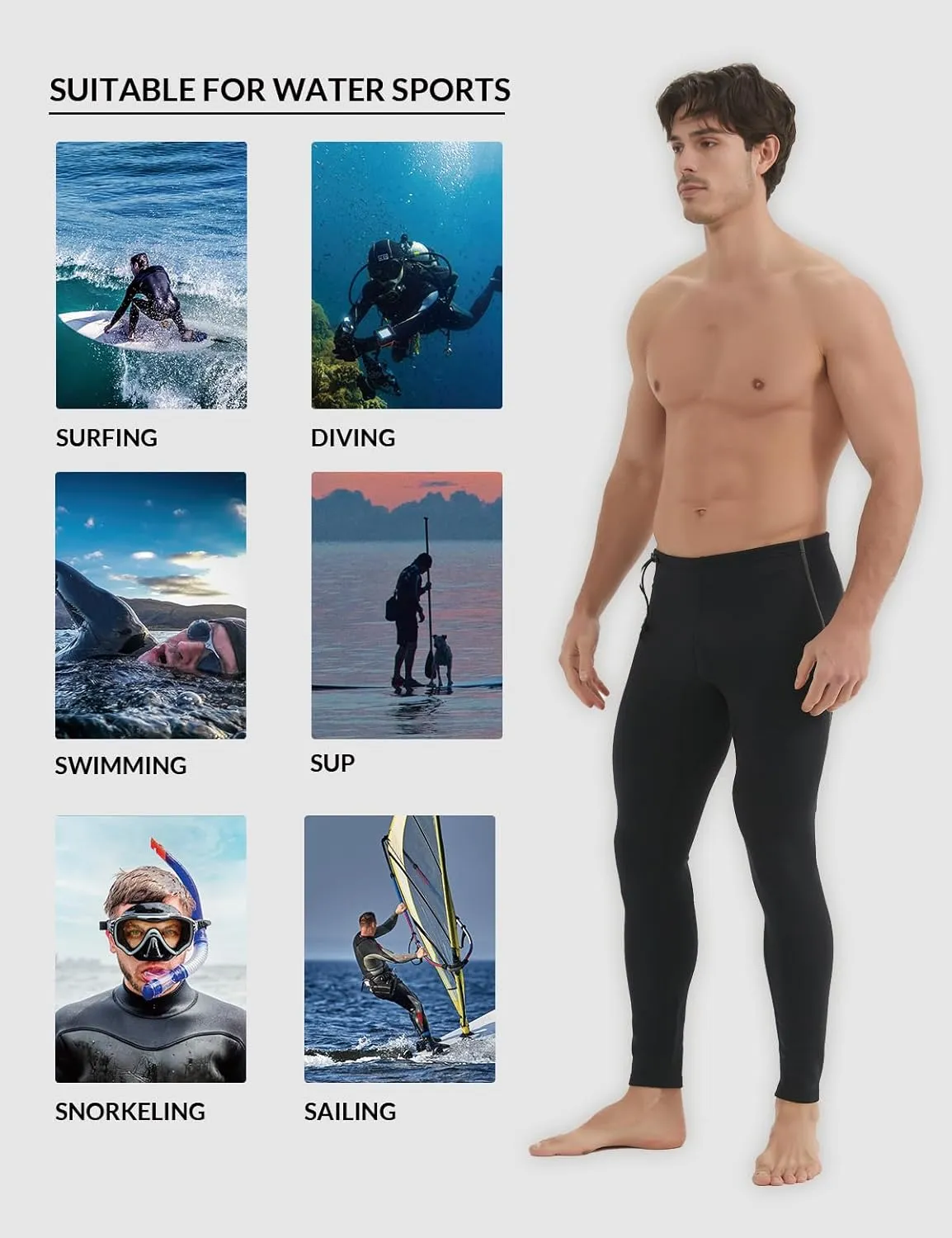 Lemorecn Wetsuit Pants Men 1.5mm and Wetsuit Pants Women 2mm Neoprene for Swimming Canoeing Snorkeling Scuba Kayaking