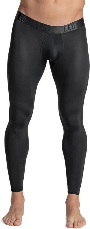 Leo Compression Pants for Men - Workout Leggings Tights Underwear Black