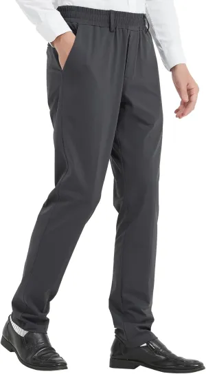 LETAOTAO Mens Elastic Waist Pants for Seniors High Stretch Expandable Waist Slaks for Elderly with Magnet Button