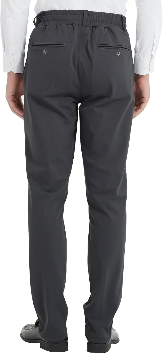 LETAOTAO Mens Elastic Waist Pants for Seniors High Stretch Expandable Waist Slaks for Elderly with Magnet Button