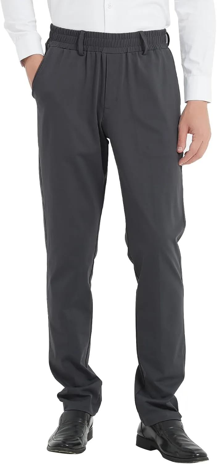LETAOTAO Mens Elastic Waist Pants for Seniors High Stretch Expandable Waist Slaks for Elderly with Magnet Button