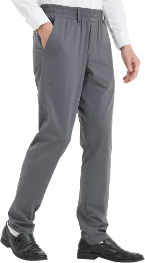 LETAOTAO Mens Elastic Waist Pants for Seniors High Stretch Expandable Waist Slaks for Elderly with Magnet Button