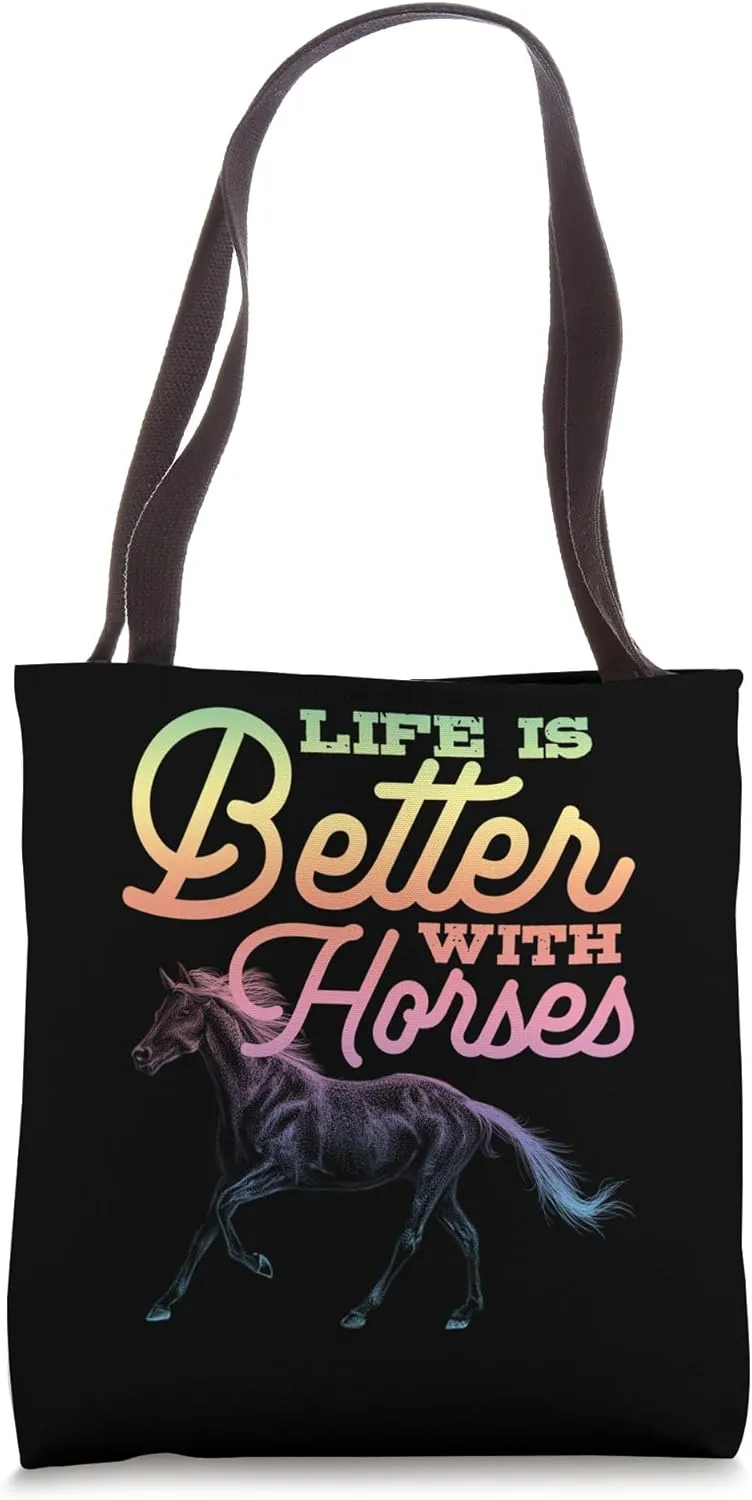Life is Better with Horses Equestrian Design Tote Bag