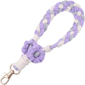 Macrame Keychain Bracelet Handmade Boho Wristlet Keyring Car Key Holder Wrist Lanyard for Women Christmas Gift