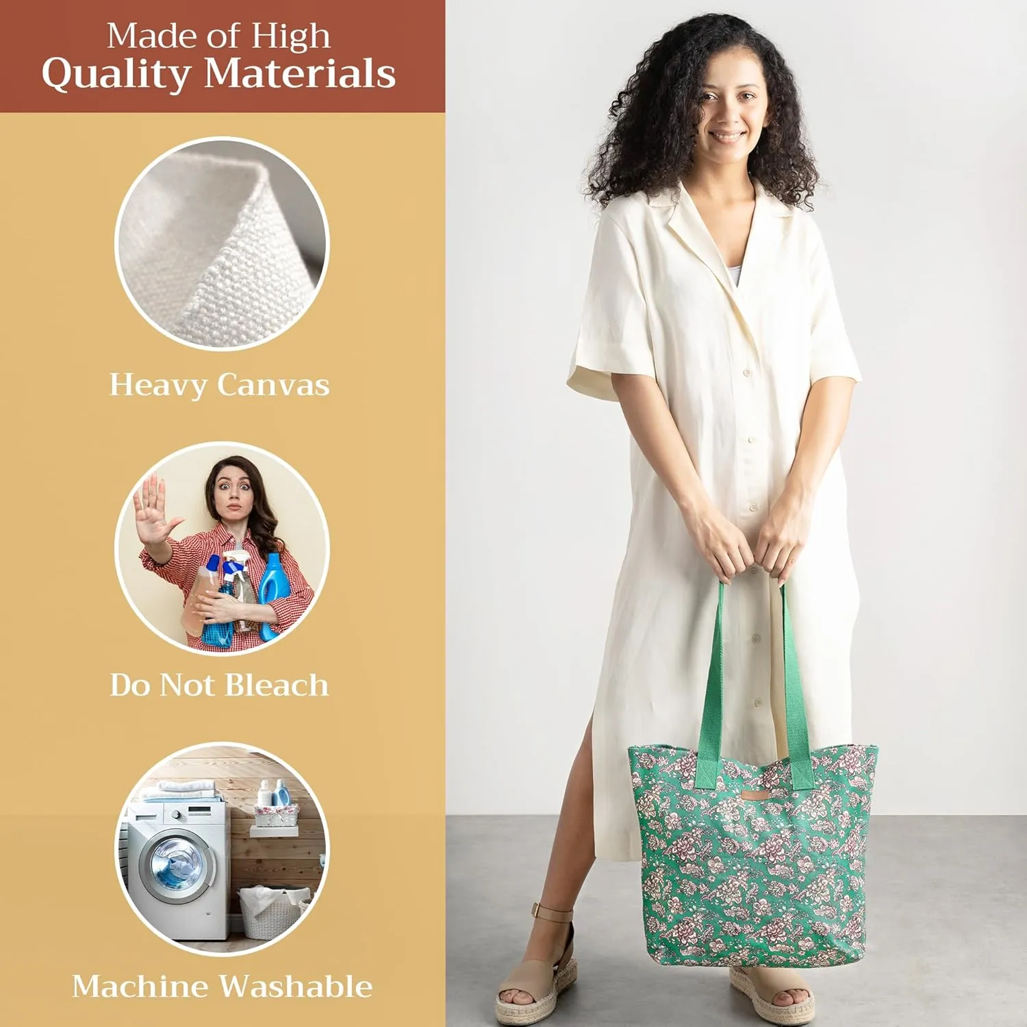 Maison d' Hermine Canvas Tote Bag for Women Cotton Canvas Reusable Shoulder Grocery Bags Bulk with Handle for Shopping Travel