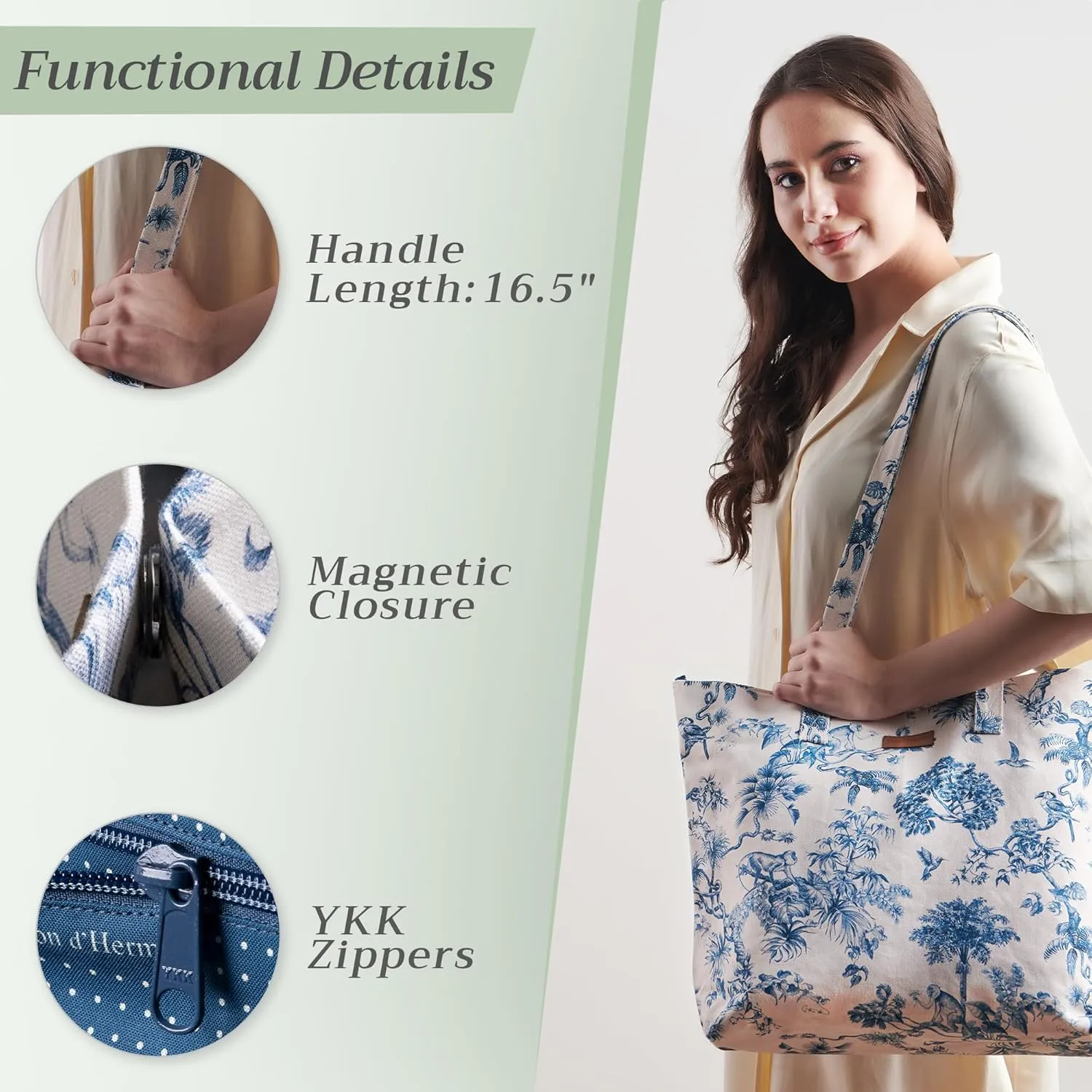 Maison d' Hermine Canvas Tote Bag for Women Cotton Canvas Reusable Shoulder Grocery Bags Bulk with Handle for Shopping Travel