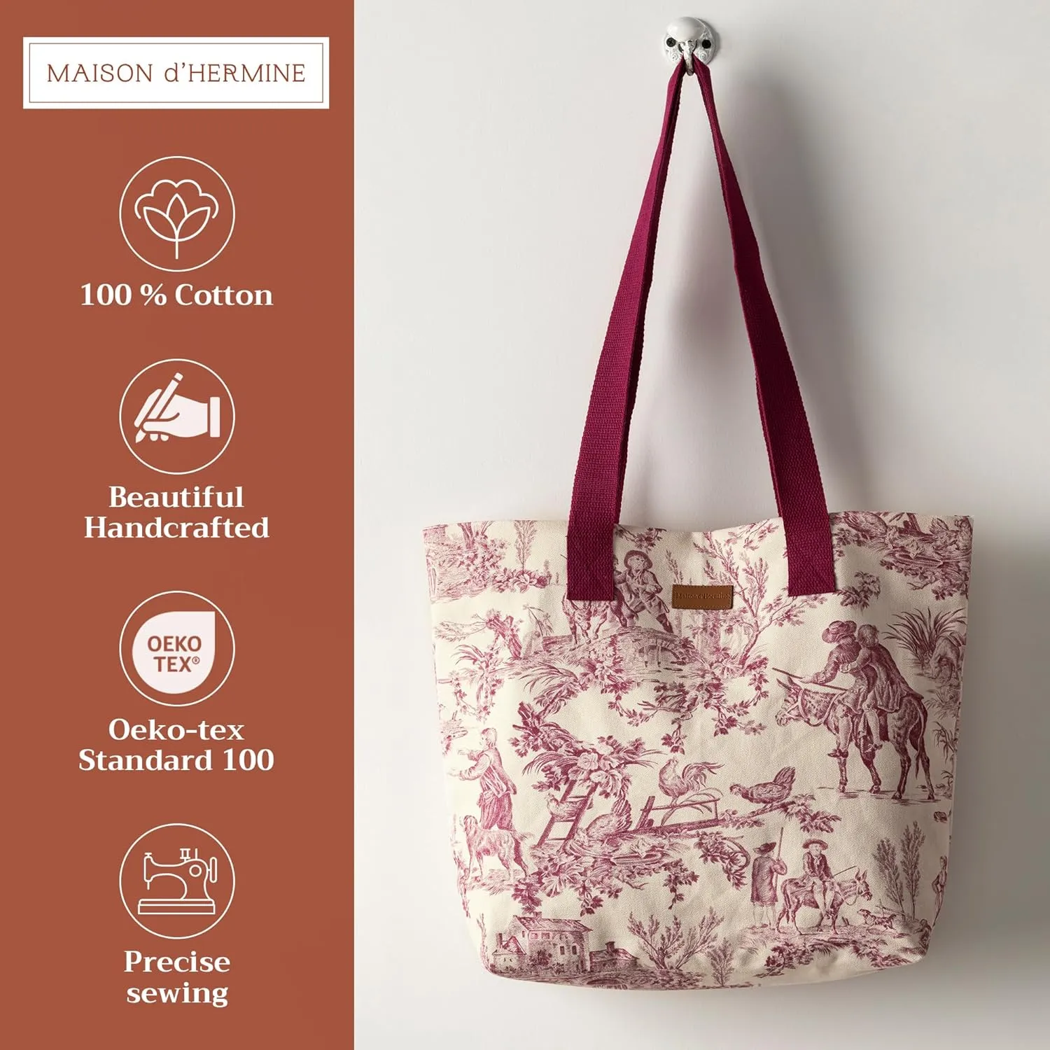 Maison d' Hermine Canvas Tote Bag for Women Cotton Canvas Reusable Shoulder Grocery Bags Bulk with Handle for Shopping Travel