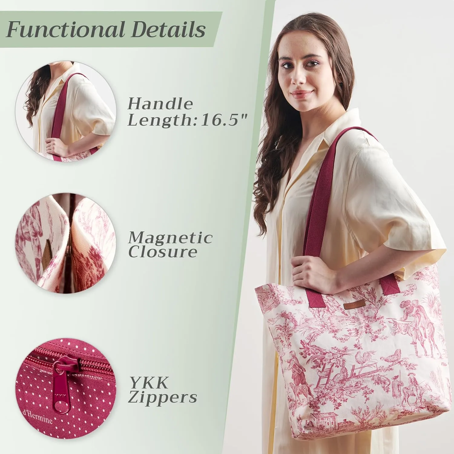 Maison d' Hermine Canvas Tote Bag for Women Cotton Canvas Reusable Shoulder Grocery Bags Bulk with Handle for Shopping Travel