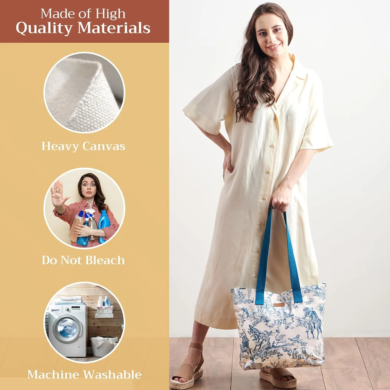 Maison d' Hermine Canvas Tote Bag for Women Cotton Canvas Reusable Shoulder Grocery Bags Bulk with Handle for Shopping Travel