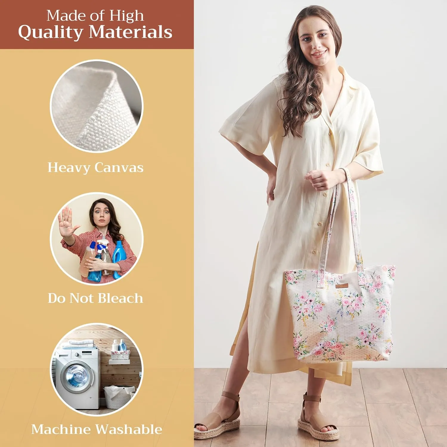 Maison d' Hermine Canvas Tote Bag for Women Cotton Canvas Reusable Shoulder Grocery Bags Bulk with Handle for Shopping Travel