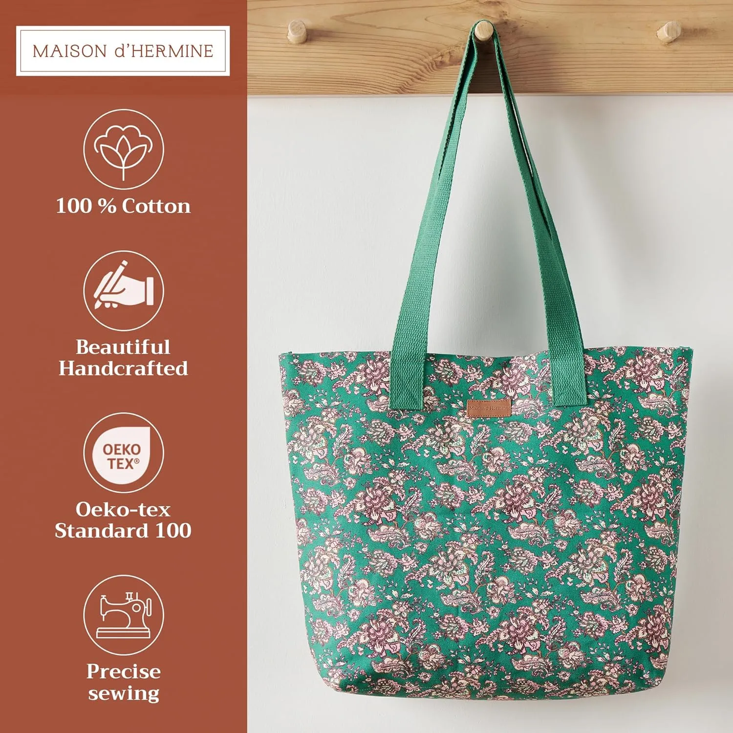 Maison d' Hermine Canvas Tote Bag for Women Cotton Canvas Reusable Shoulder Grocery Bags Bulk with Handle for Shopping Travel