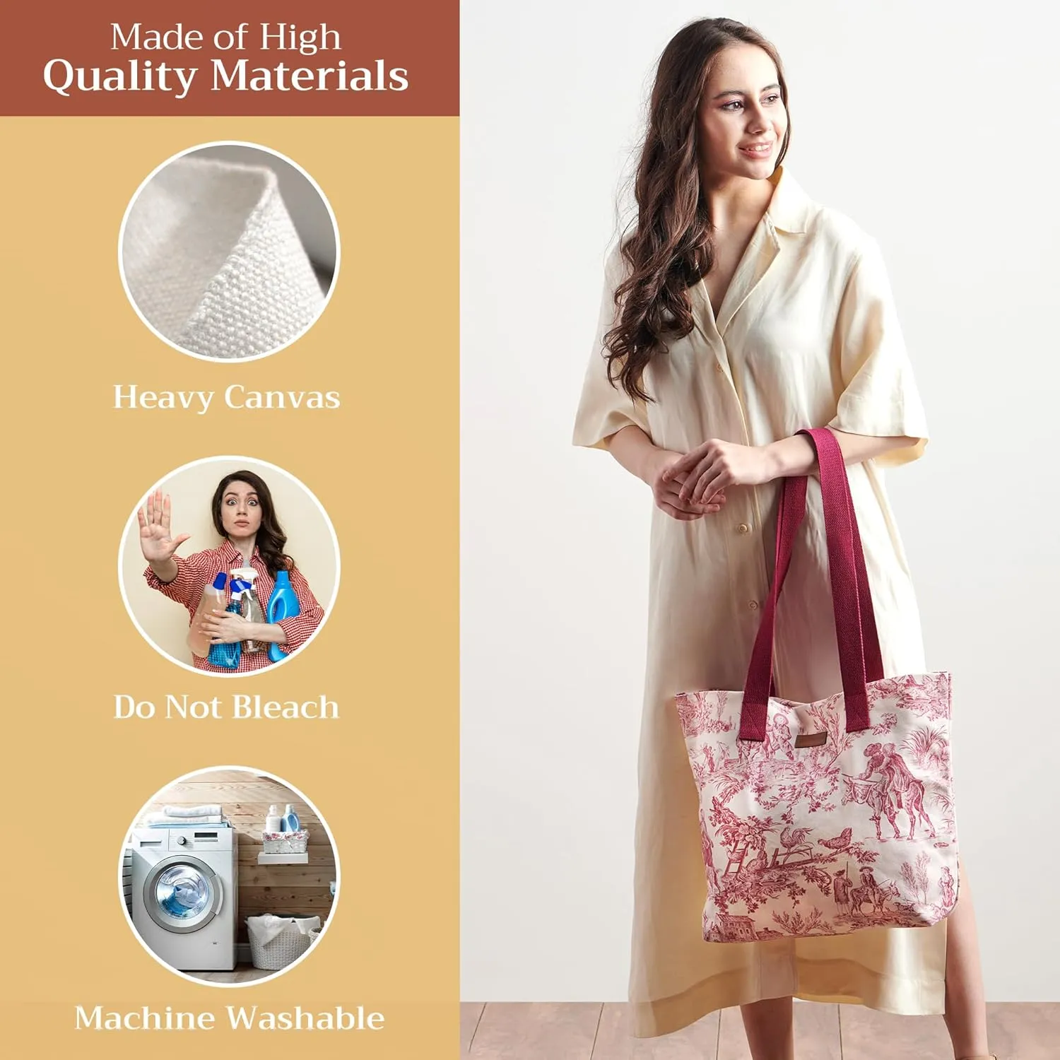 Maison d' Hermine Canvas Tote Bag for Women Cotton Canvas Reusable Shoulder Grocery Bags Bulk with Handle for Shopping Travel
