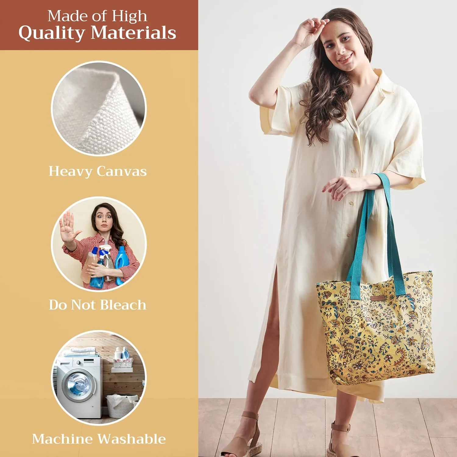 Maison d' Hermine Canvas Tote Bag for Women Cotton Canvas Reusable Shoulder Grocery Bags Bulk with Handle for Shopping Travel