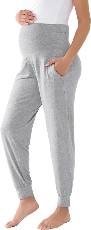 Maternity Pants Over The Belly Pregnancy Scrub Pants Loose Comfy Sweatpants Postpartum Lounge Joggers with Pockets