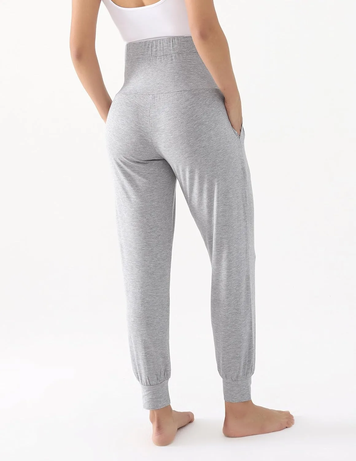 Maternity Pants Over The Belly Pregnancy Scrub Pants Loose Comfy Sweatpants Postpartum Lounge Joggers with Pockets