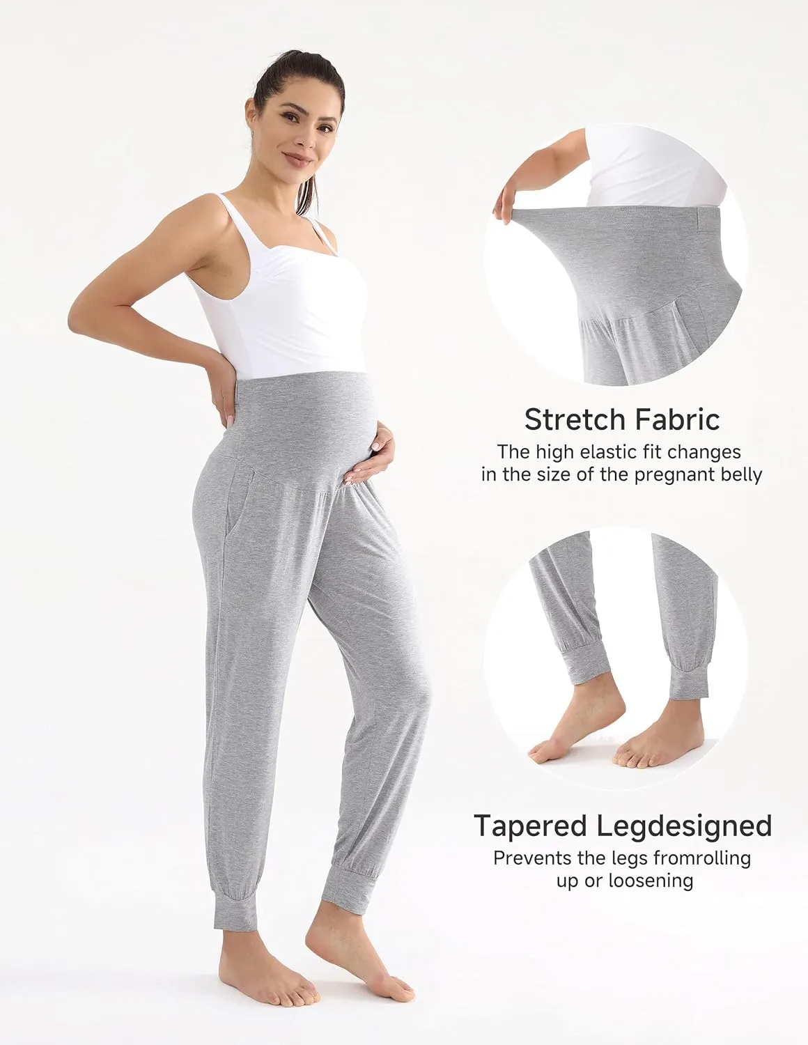 Maternity Pants Over The Belly Pregnancy Scrub Pants Loose Comfy Sweatpants Postpartum Lounge Joggers with Pockets