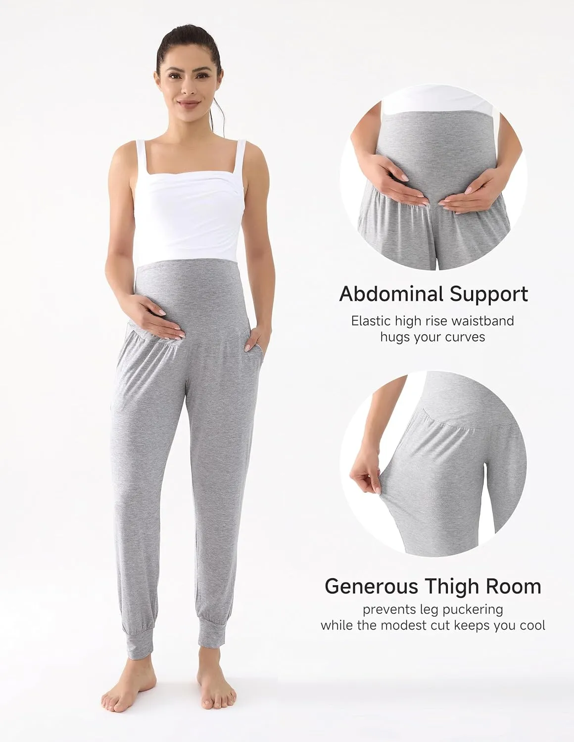 Maternity Pants Over The Belly Pregnancy Scrub Pants Loose Comfy Sweatpants Postpartum Lounge Joggers with Pockets