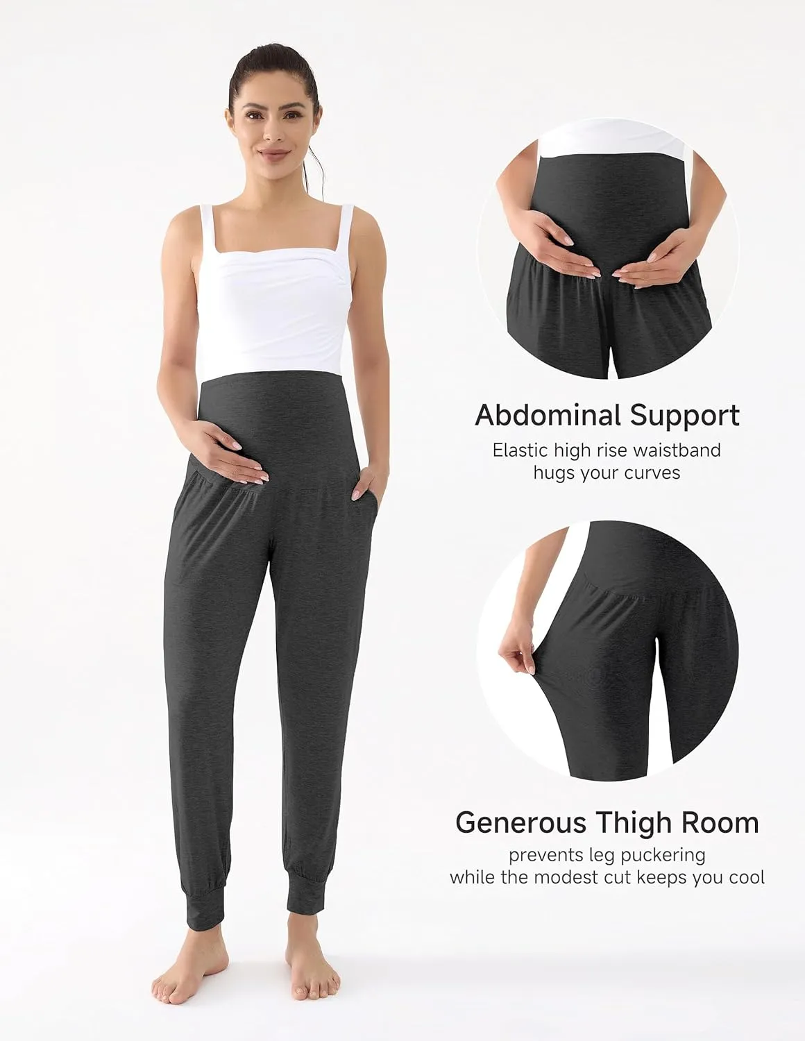 Maternity Pants Over The Belly Pregnancy Scrub Pants Loose Comfy Sweatpants Postpartum Lounge Joggers with Pockets