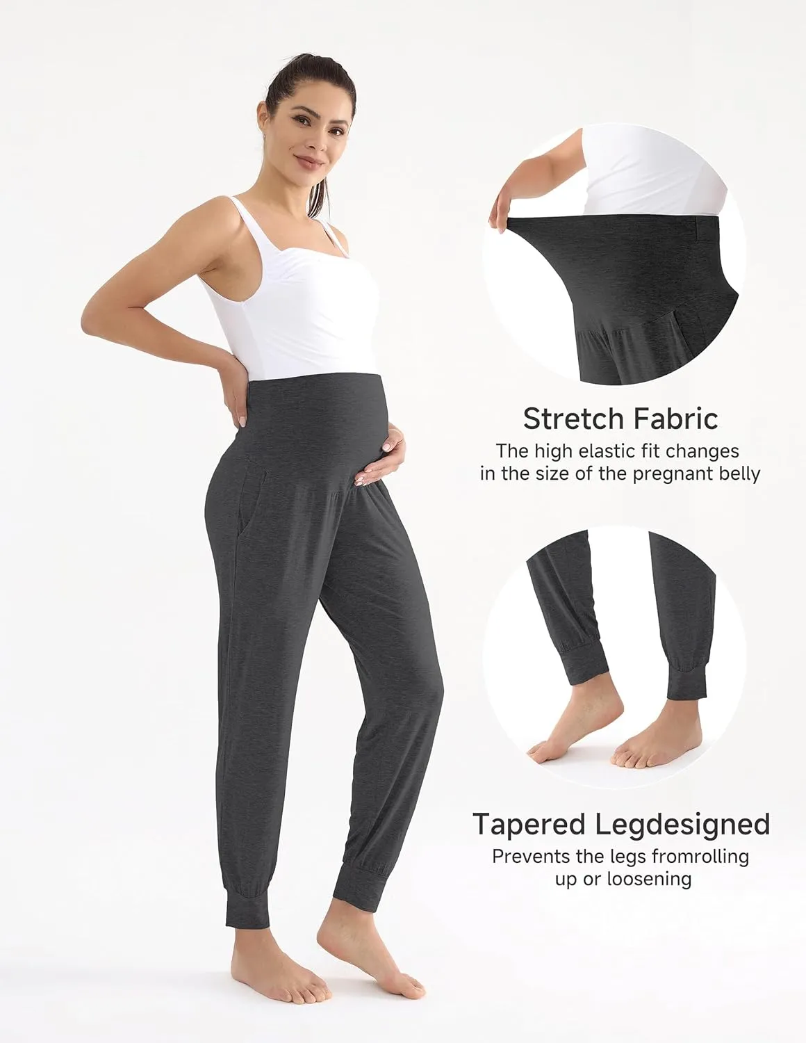 Maternity Pants Over The Belly Pregnancy Scrub Pants Loose Comfy Sweatpants Postpartum Lounge Joggers with Pockets