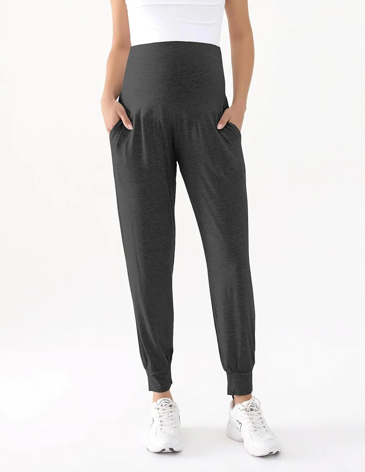 Maternity Pants Over The Belly Pregnancy Scrub Pants Loose Comfy Sweatpants Postpartum Lounge Joggers with Pockets