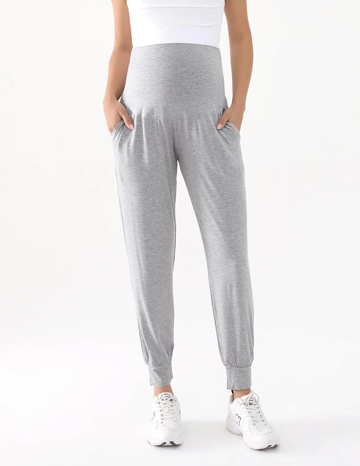 Maternity Pants Over The Belly Pregnancy Scrub Pants Loose Comfy Sweatpants Postpartum Lounge Joggers with Pockets