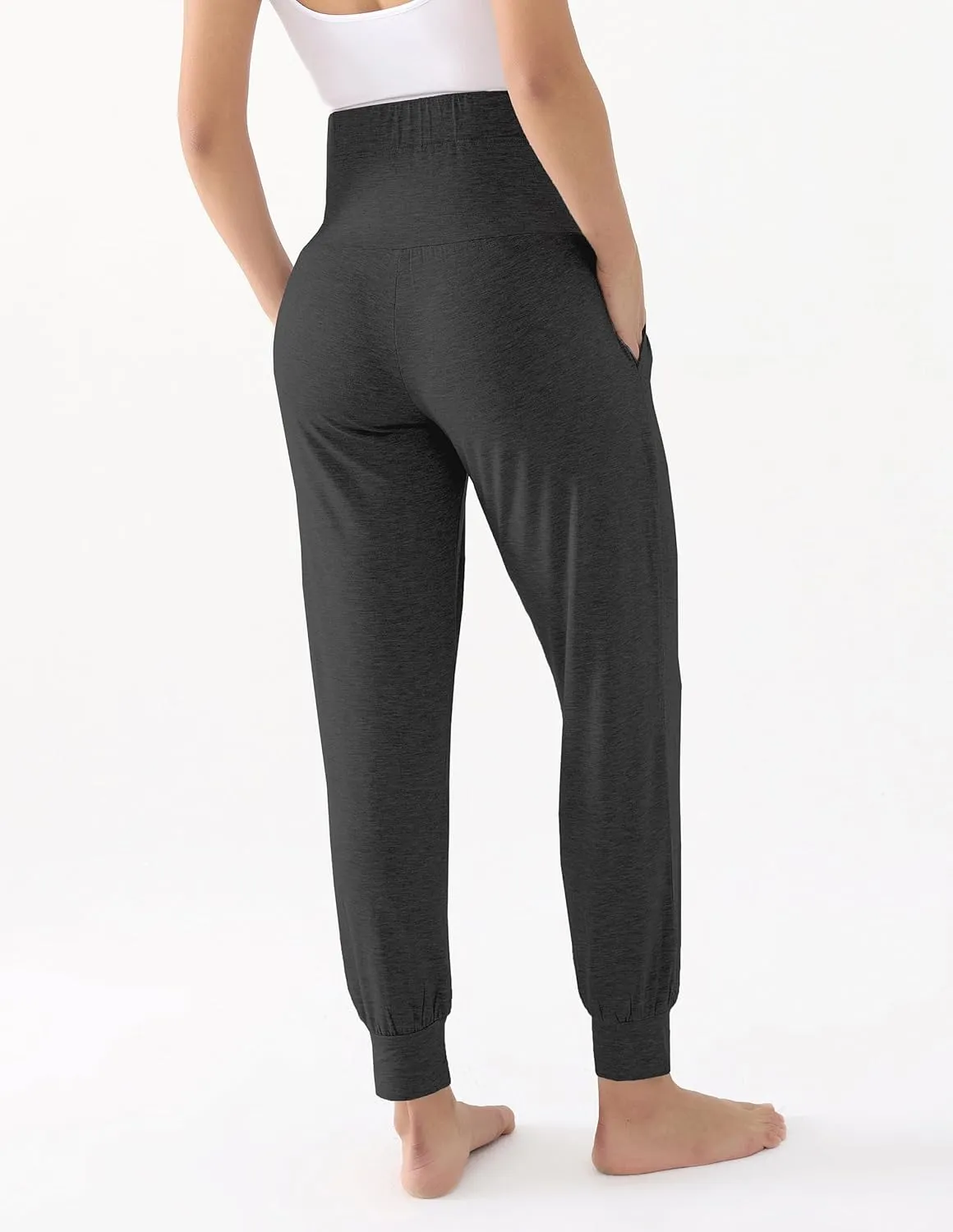 Maternity Pants Over The Belly Pregnancy Scrub Pants Loose Comfy Sweatpants Postpartum Lounge Joggers with Pockets