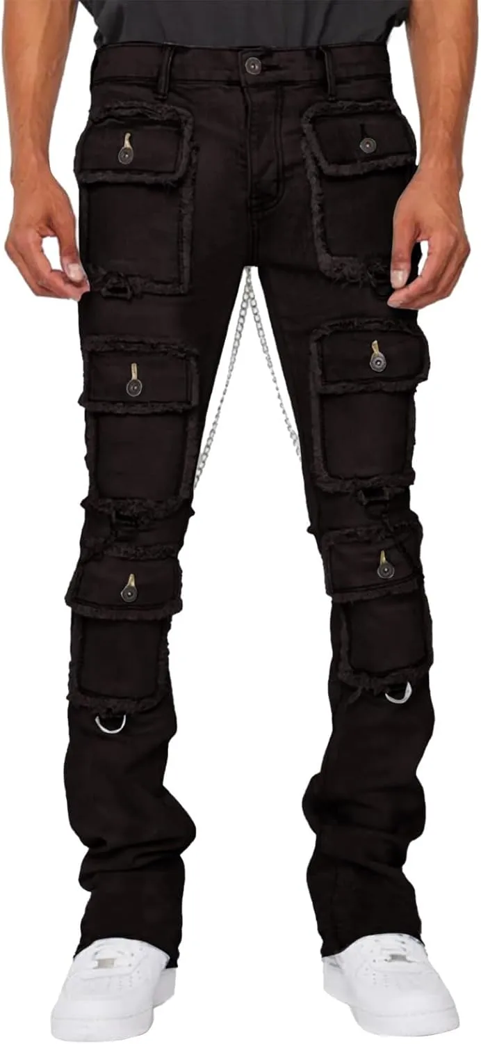 Men Chino Pants Slim Fit Stretch Tight Trousers Casual Elastic Men's Pleated Pants Men's Twill Relaxed Fit Cargo Pant