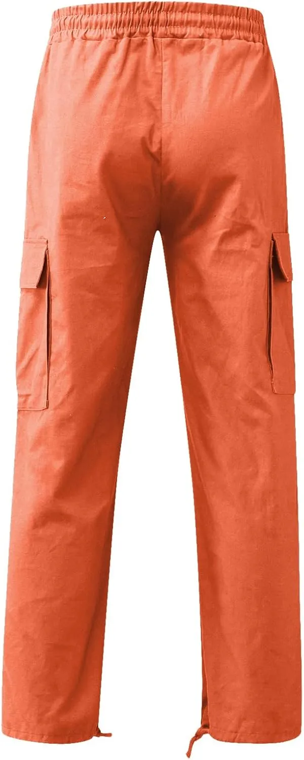 Men's 2023 Relaxed Fit Cargo Pants Elastic Waist Drawstring Wide Leg Trousers Lightweight Quick Dry Jogger Pant