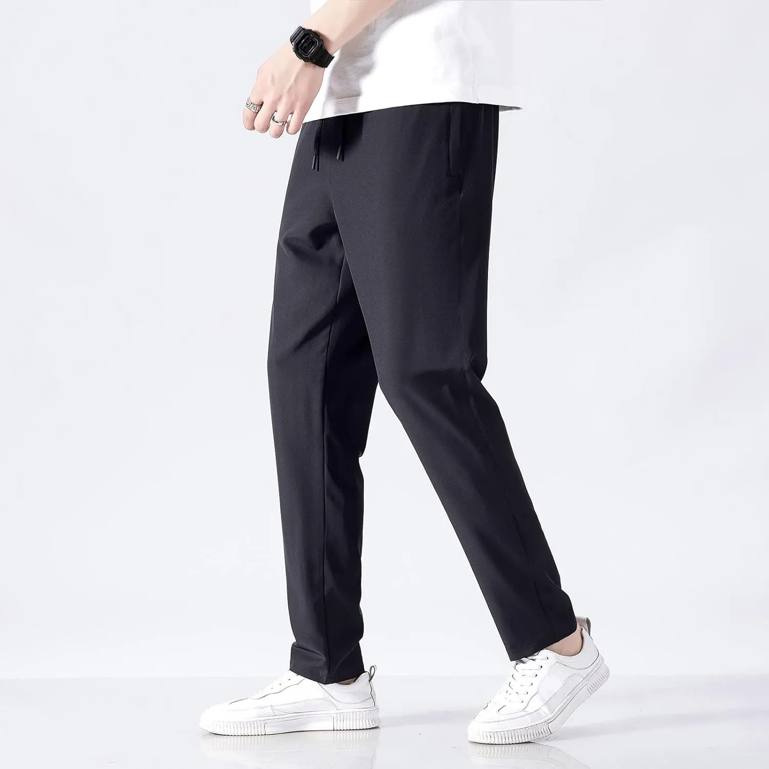 Men's Athletic Pants Thin Lightweight Quick Dry Pants Loose Ice Silk Solid Sports Trousers Straight Leg Cargo Pant