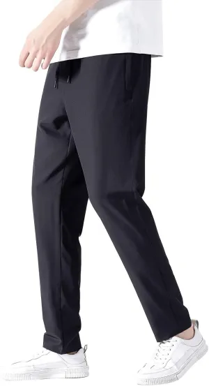 Men's Athletic Pants Thin Lightweight Quick Dry Pants Loose Ice Silk Solid Sports Trousers Straight Leg Cargo Pant