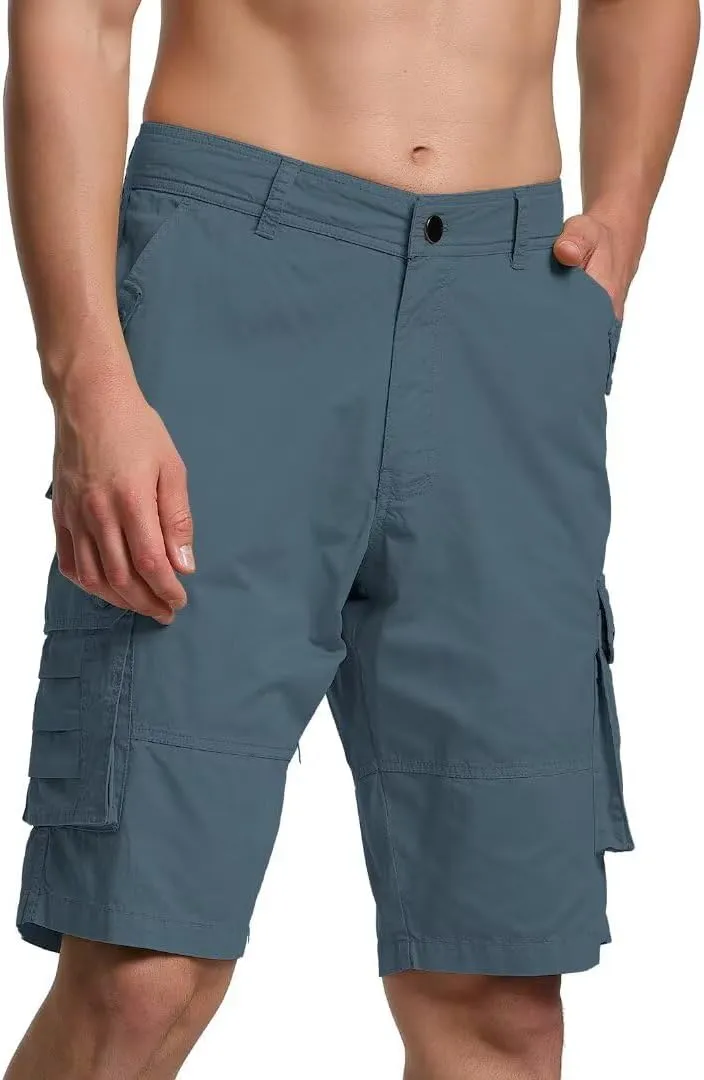 Men's Cargo Shorts Classic Relaxed Fit Twill Short for Work Pants Button Pockets