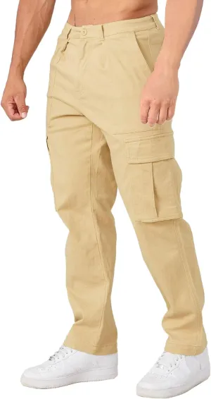 Men's Casual Comfort Baggy Outdoor Pants Straight Leg Twill Cargo Trousers Solid Classic Work Long Sweatpants