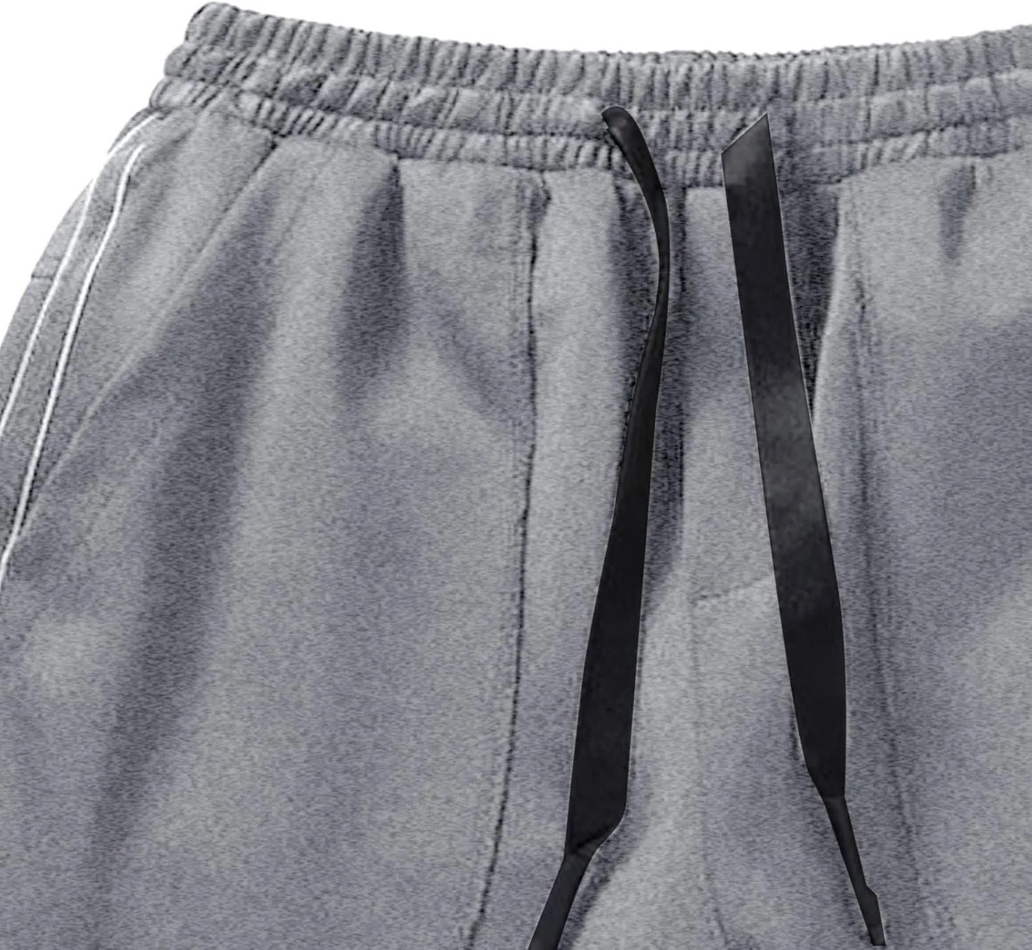 Mens Casual Pants Relaxed Fit Elastic Waist Plus Size Tapered Trousers Lightweight Drawstring Comfy Slacks with Zipper Pocket