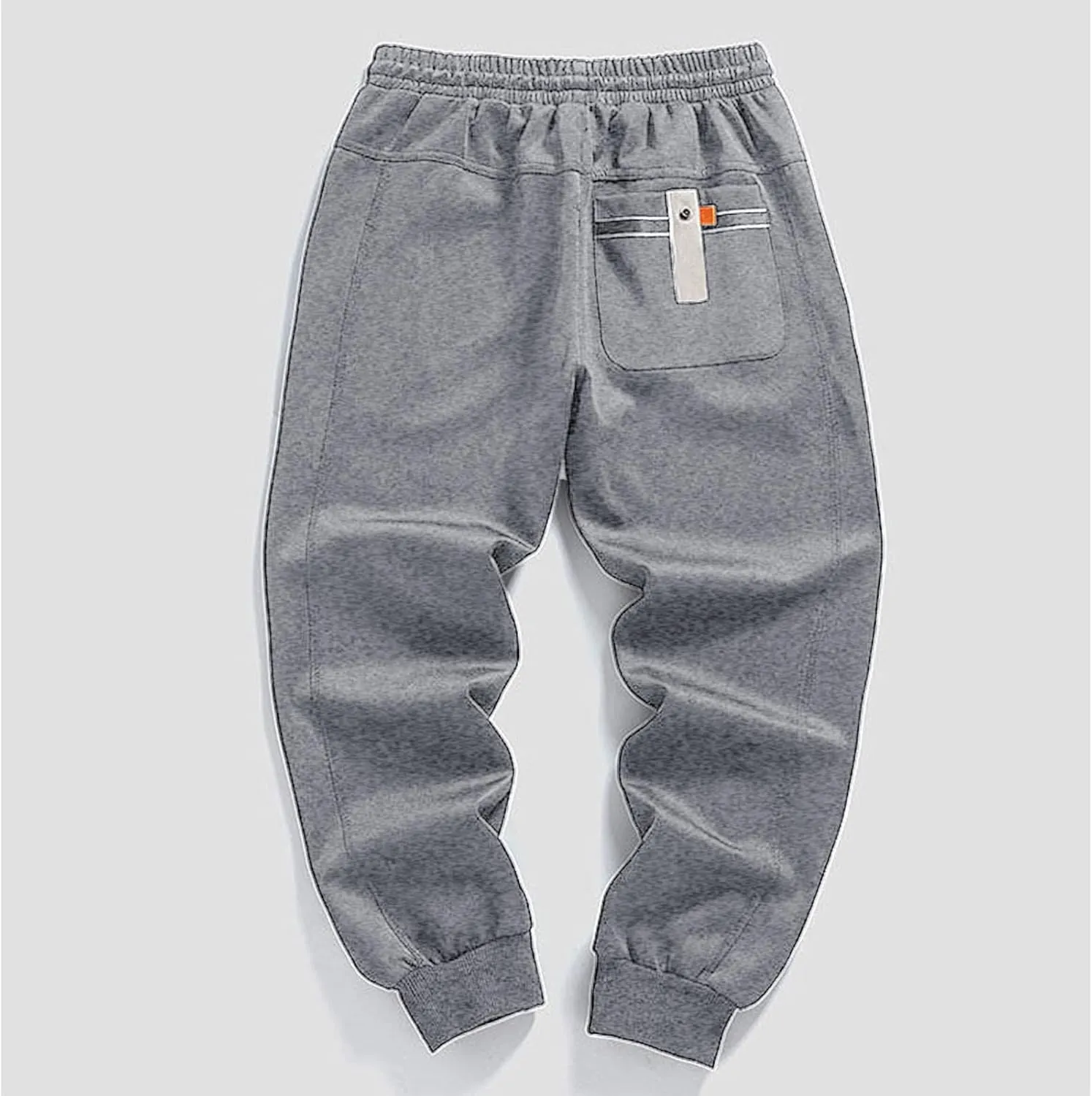 Mens Casual Pants Relaxed Fit Elastic Waist Plus Size Tapered Trousers Lightweight Drawstring Comfy Slacks with Zipper Pocket