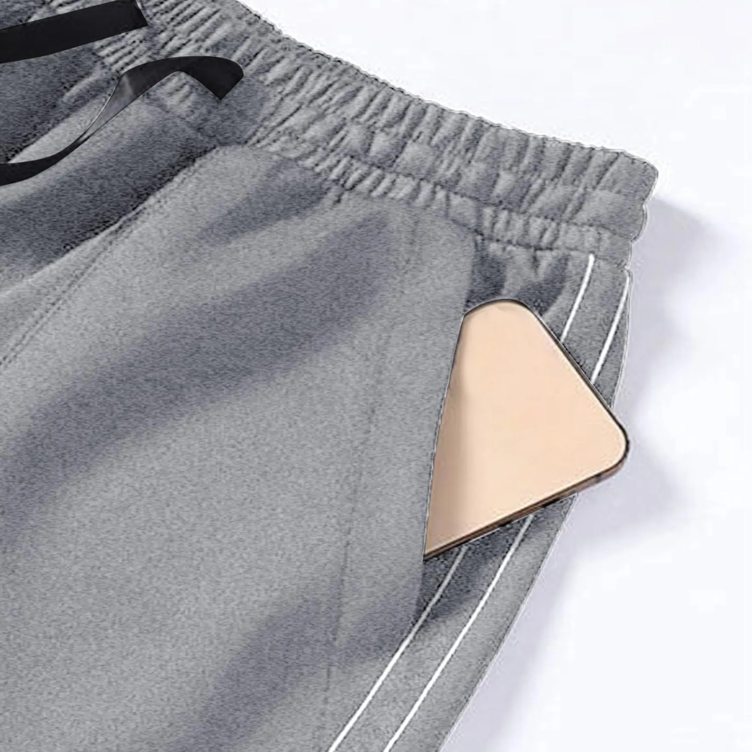 Mens Casual Pants Relaxed Fit Elastic Waist Plus Size Tapered Trousers Lightweight Drawstring Comfy Slacks with Zipper Pocket