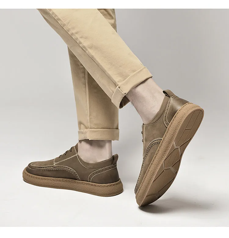 Men's Casual Vintage Leather Shoes Walking Business Comfortable Breathable Sneakers