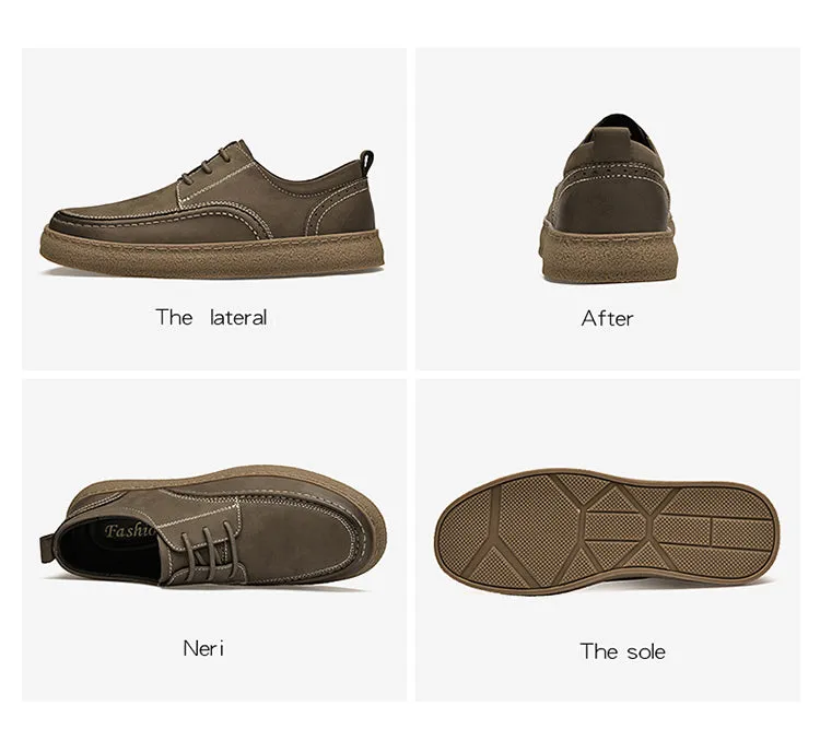 Men's Casual Vintage Leather Shoes Walking Business Comfortable Breathable Sneakers