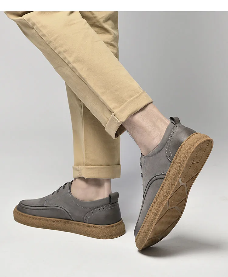 Men's Casual Vintage Leather Shoes Walking Business Comfortable Breathable Sneakers