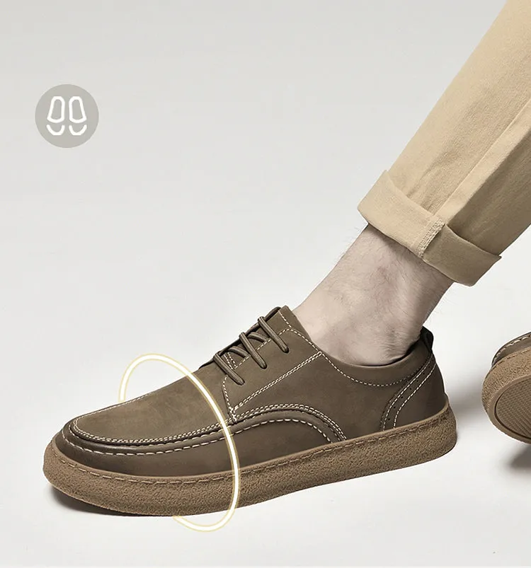 Men's Casual Vintage Leather Shoes Walking Business Comfortable Breathable Sneakers
