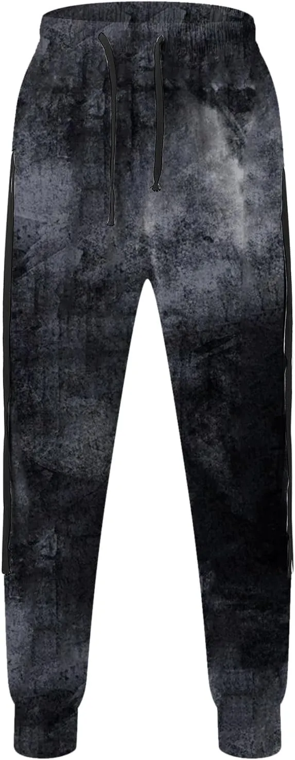 Mens Digital Printed Solid Color Pattern Youth Casual Pants Fashion Sports Cargo Pants Outdoor Trousers Sweatpants
