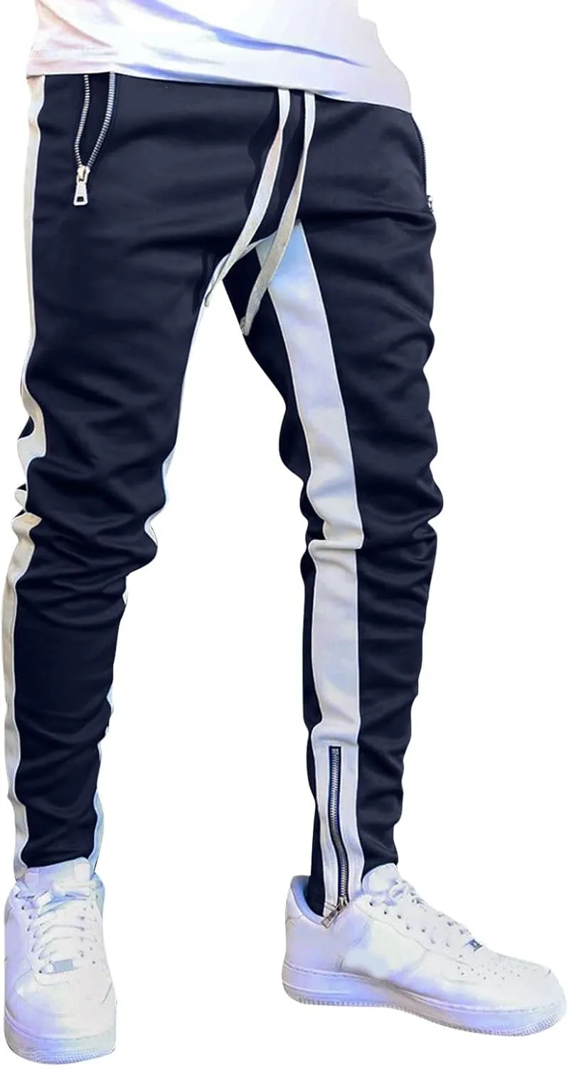 Mens Drawstring Athletic Cargo Joggers Pants Slim Fit Stretch with Pockets Casual Hiking Trousers Gym Sweatpants