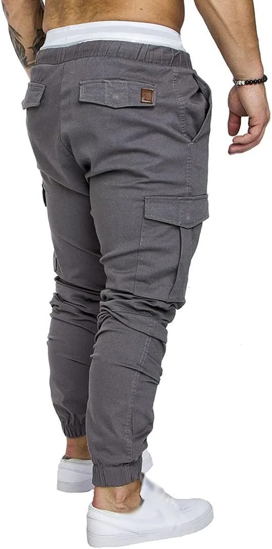 Mens Jogger Pants Running Workout Athletic Cargo Sweatpants Slim Fit Casual Chino Trousers with Pockets