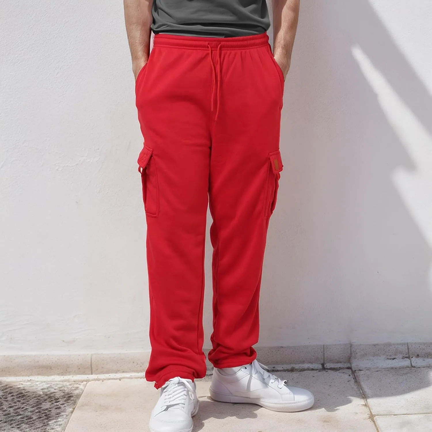 Mens Sweatpants Drawstring Elastic Waist Wide Leg Pant Loose Fit Baggy Pants Hiking Hunting Work Trousers