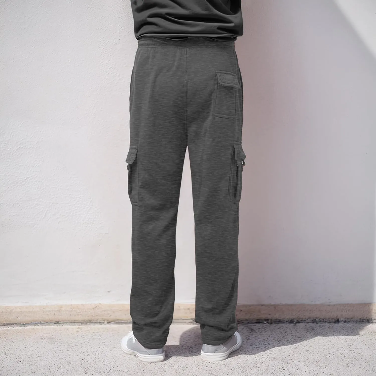 Mens Sweatpants Drawstring Elastic Waist Wide Leg Pant Loose Fit Baggy Pants Hiking Hunting Work Trousers