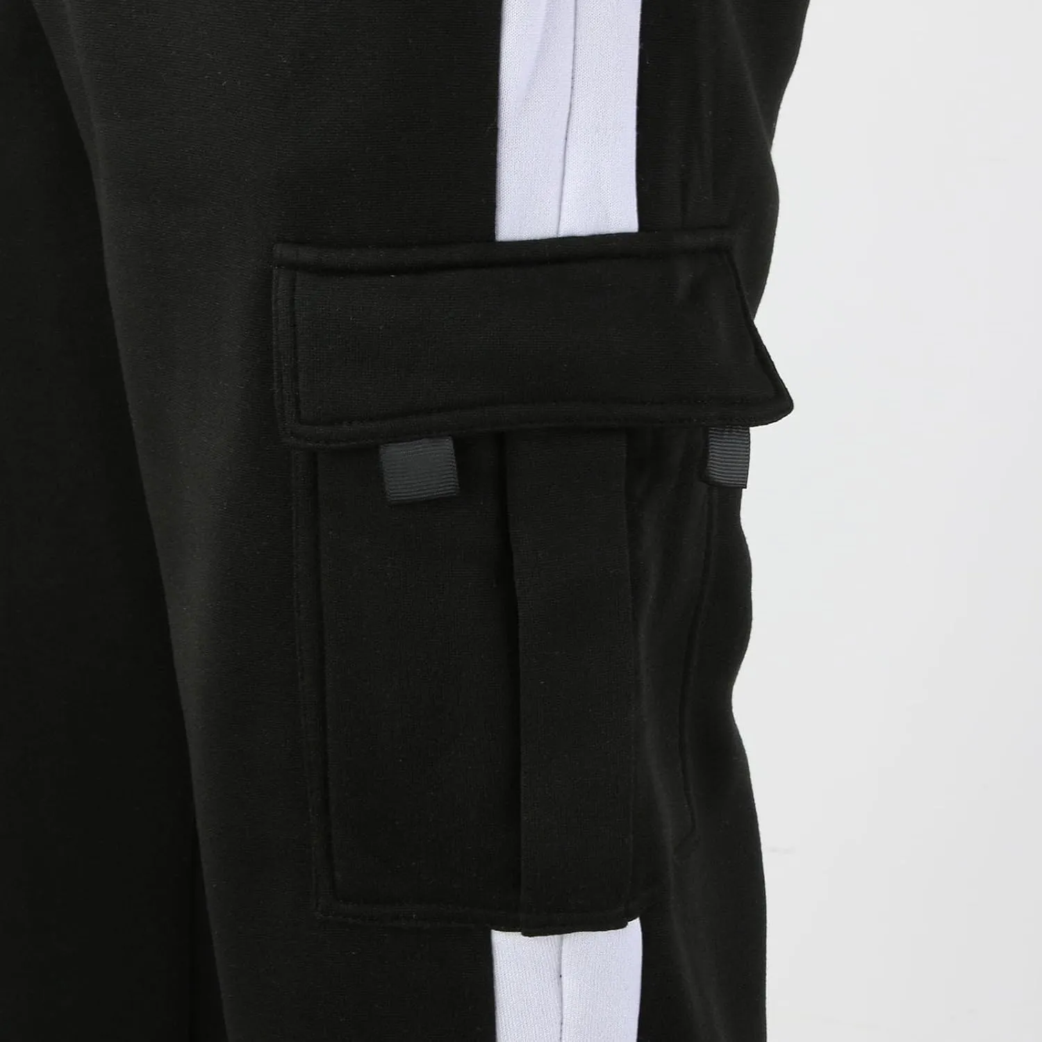 Men's Wide Leg Pants Cotton Wool Cargo Pants Lace up Elastic Waist Jogger Sport Casual Sweatpant Full Length Trouser