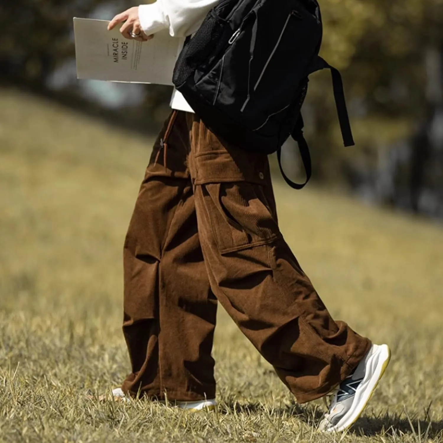 MIDOO Golf Pants Men Tapered Leg Casual Fleece Joggers Loose Open Bottom Athletic Pants Straight Leg Outdoor Hiking Pants