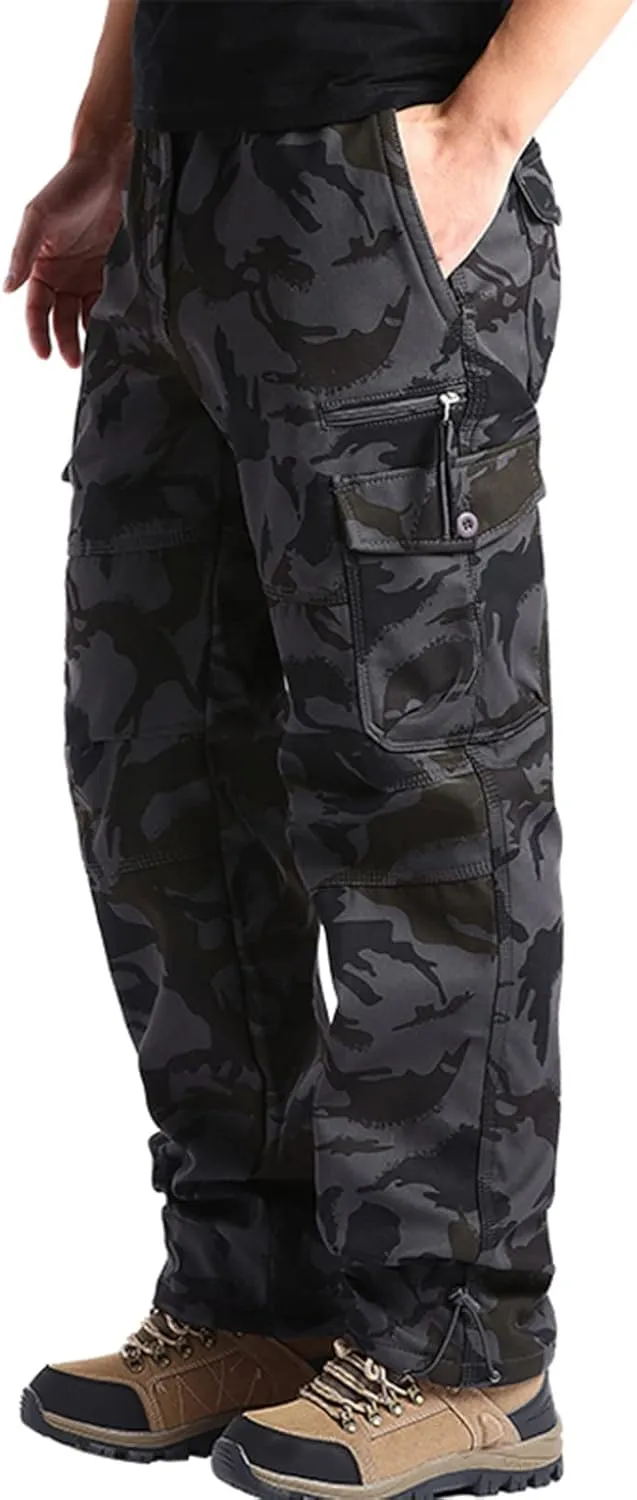 MIDOO Work Pants for Men Construction Flex Casual Pants Stretch Drawstring Waistband Tapered Leg Sweatpants with Pockets